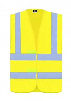 Warnweste gelb EN 471 KL. III Polyester, Hosenträgergurt Gr. S - 7XL inkl. Logos & Patch