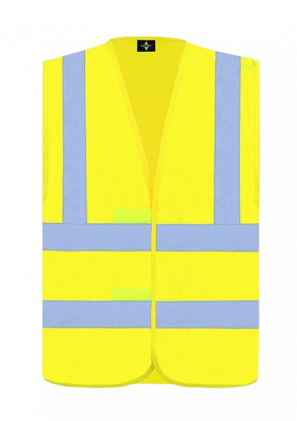 Warnweste gelb EN 471 KL. III Polyester, Hosenträgergurt Gr. S - 7XL inkl. Logos & Patch